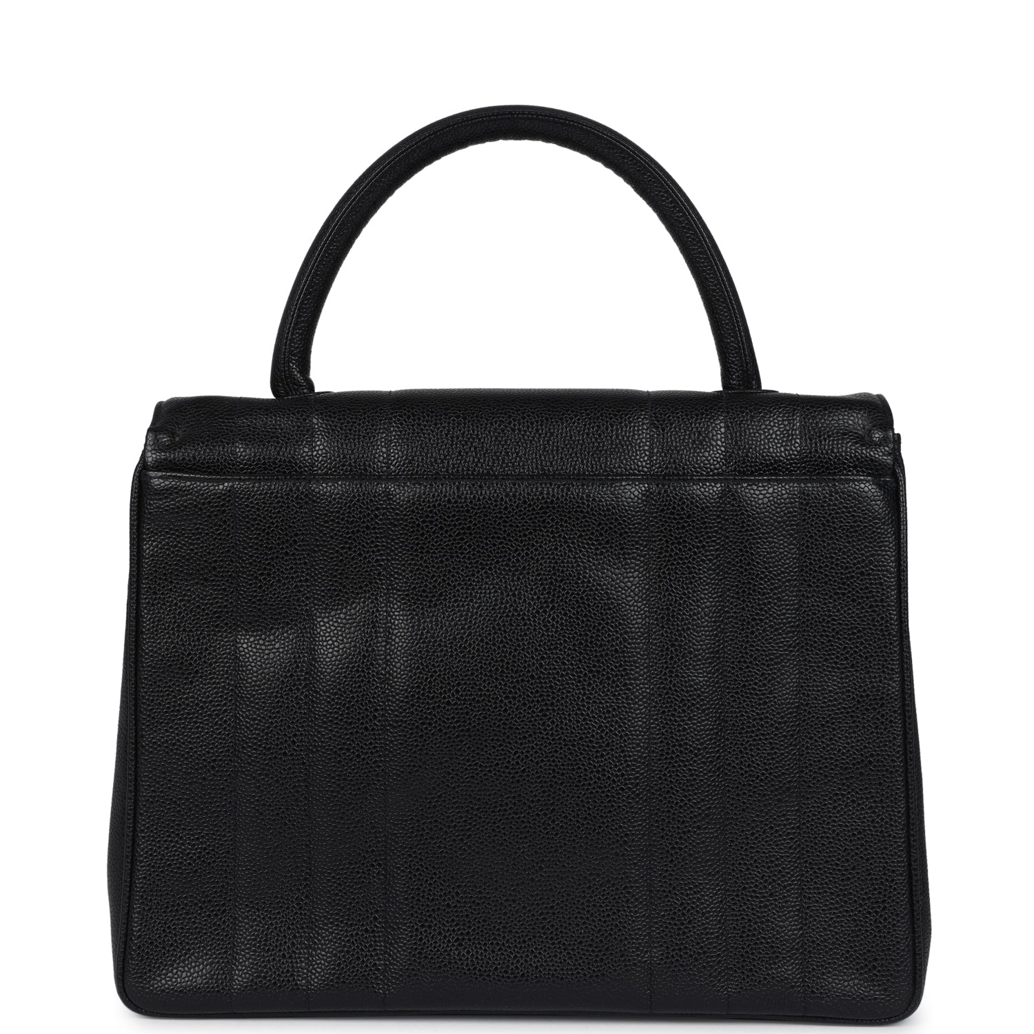 Vintage Chanel Vertical Stripe Kelly Flap Bag Black Caviar Gold Hardware