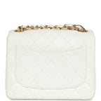 Vintage Chanel Mini Square Flap Bag White Lambskin Gold Hardware