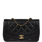 Vintage Chanel Small Diana Flap Bag Black Lambskin Gold Hardware