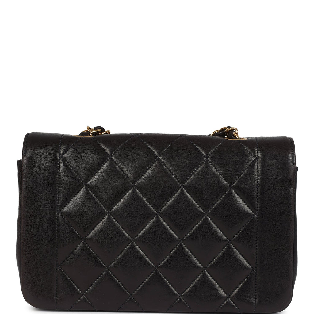 Vintage Chanel Small Diana Flap Bag Black Lambskin Gold Hardware