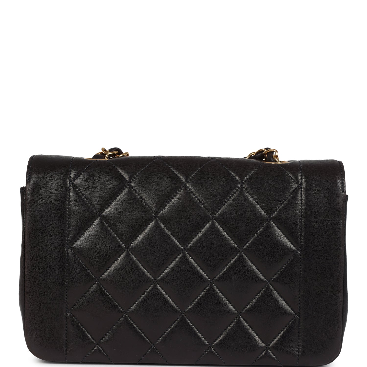 Vintage Chanel Small Diana Flap Bag Black Lambskin Gold Hardware