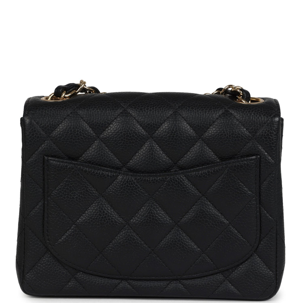 Vintage Chanel Mini Square Half Flap Bag Black Caviar Gold Hardware