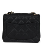 Vintage Chanel Mini Square Half Flap Bag Black Caviar Gold Hardware
