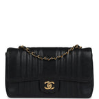 Vintage Chanel Medium Vertical Flap Bag Black Caviar Gold Hardware