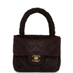 Vintage Chanel Micro Kelly Child Dark Brown Pony Hair Gold Hardware