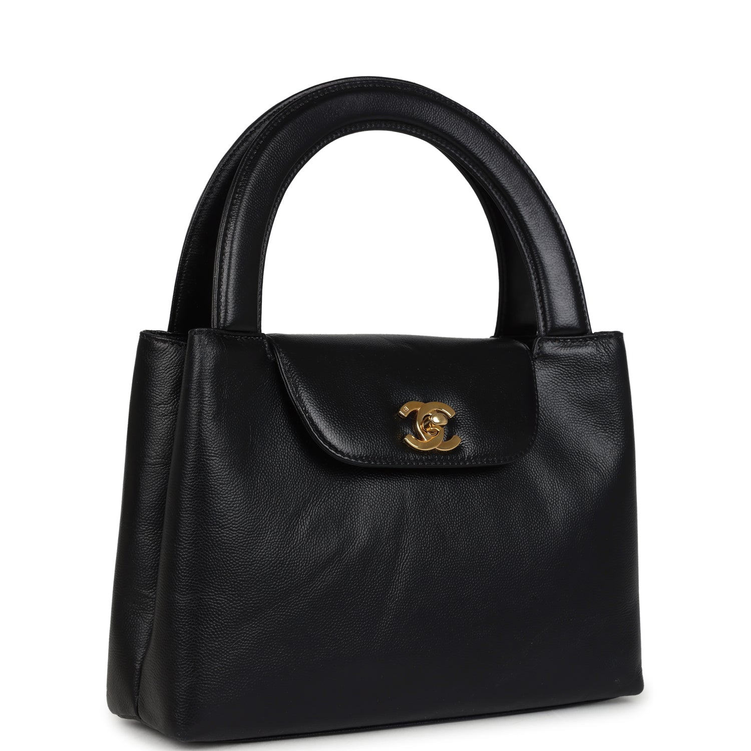 Vintage Chanel Large Kelly Black Caviar Gold Hardware