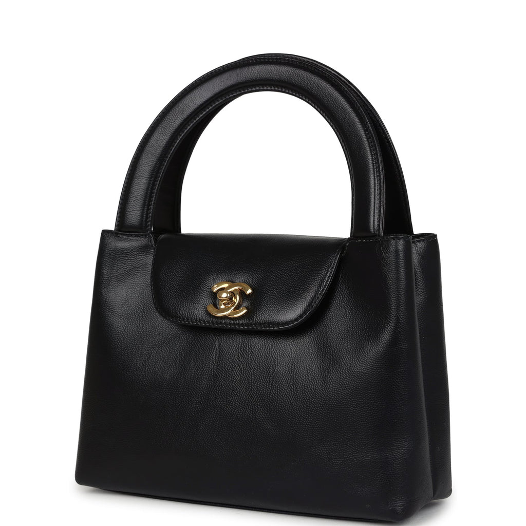 Vintage Chanel Large Kelly Black Caviar Gold Hardware