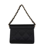 Vintage Chanel Mini Evening Handbag Bag Black Satin Gold Hardware