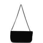 Vintage Chanel No. 5 Camelia Pochette Black Velvet Silver Hardware