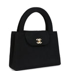 Vintage Chanel Large Kelly Rope Black Woven Gold Hardware