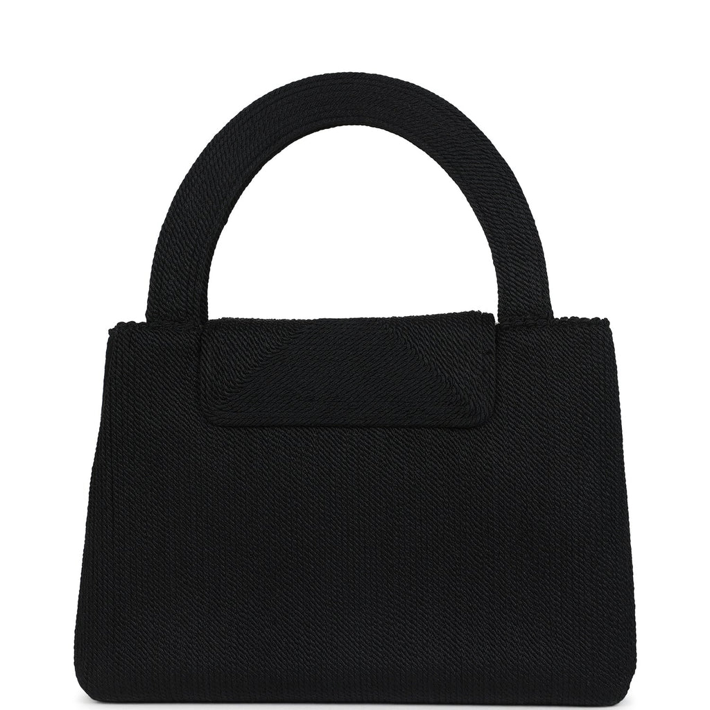 Vintage Chanel Large Kelly Rope Black Woven Gold Hardware