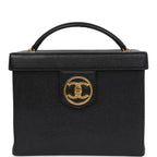 Vintage Chanel Large Box Vanity Bag Black Caviar Gold Hardware