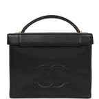Vintage Chanel Large Box Vanity Bag Black Caviar Gold Hardware