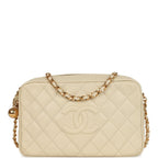 Vintage Chanel Medium Camera Bag Light Beige Caviar Gold Hardware