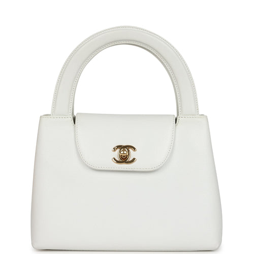 Vintage Chanel Small Kelly White Caviar Gold Hardware