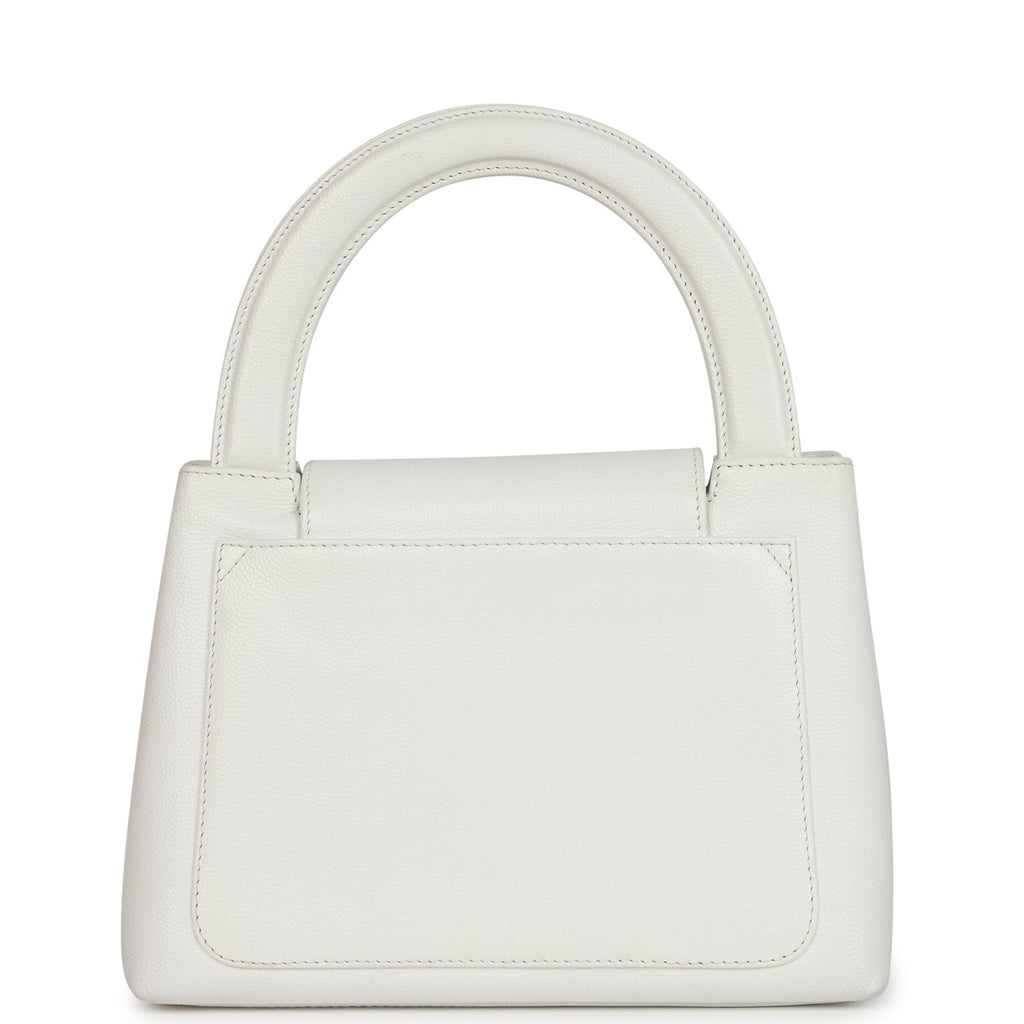 Vintage Chanel Small Kelly White Caviar Gold Hardware