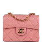 Vintage Chanel Mini Square Flap Dark Pink Lambskin Gold Hardware