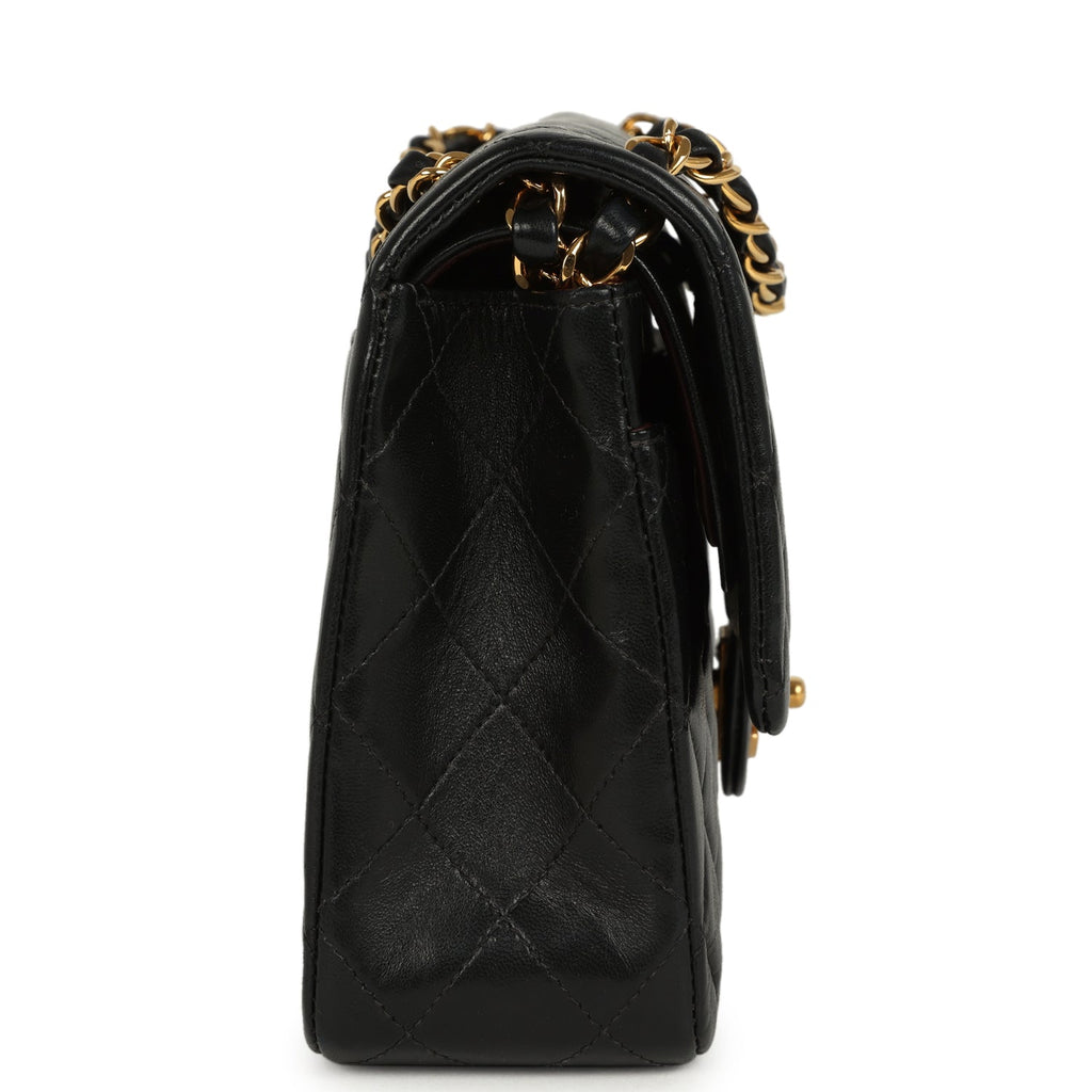 Vintage Chanel Medium Classic Double Flap Bag Black Lambskin Gold Hardware