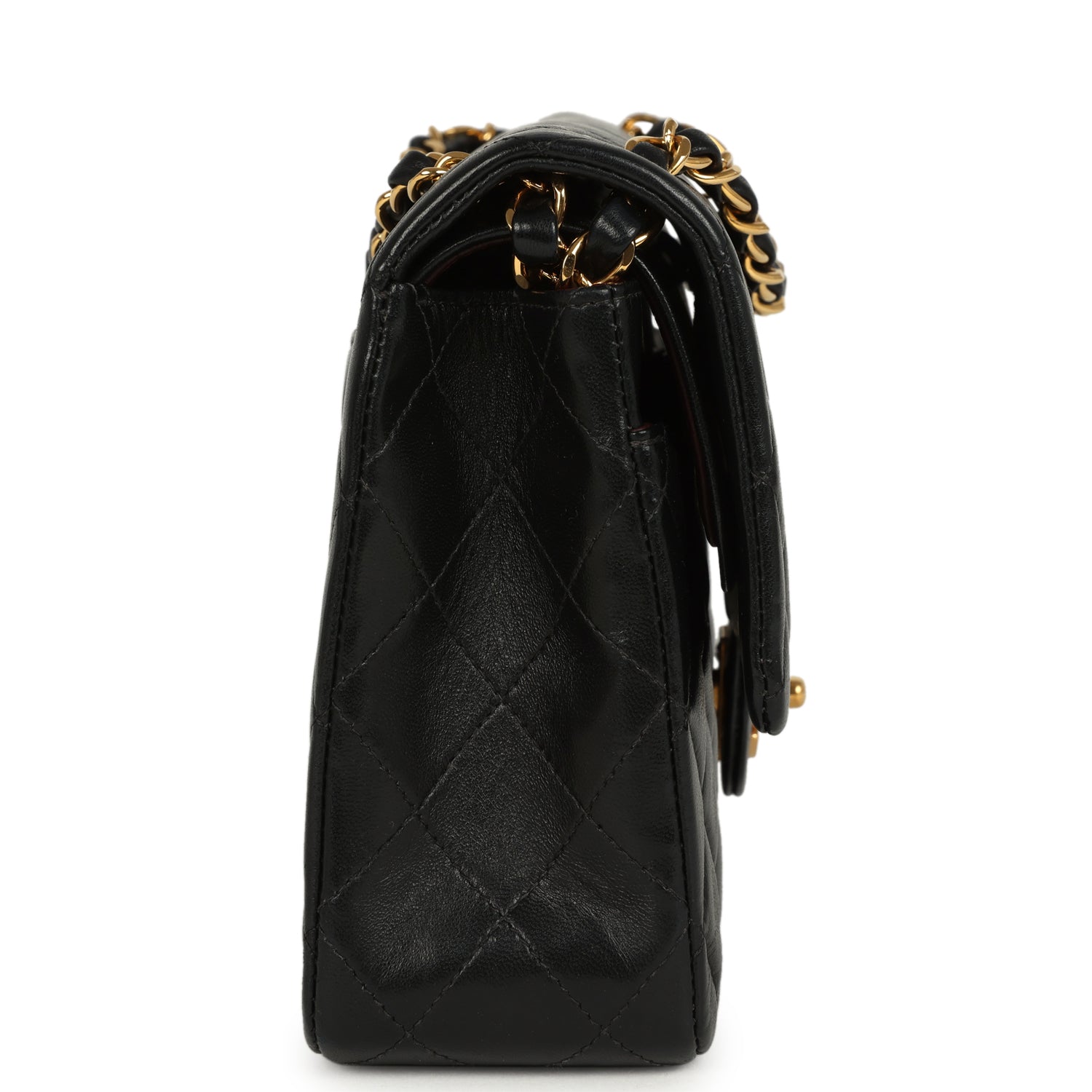 Vintage Chanel Medium Classic Double Flap Bag Black Lambskin Gold Hardware