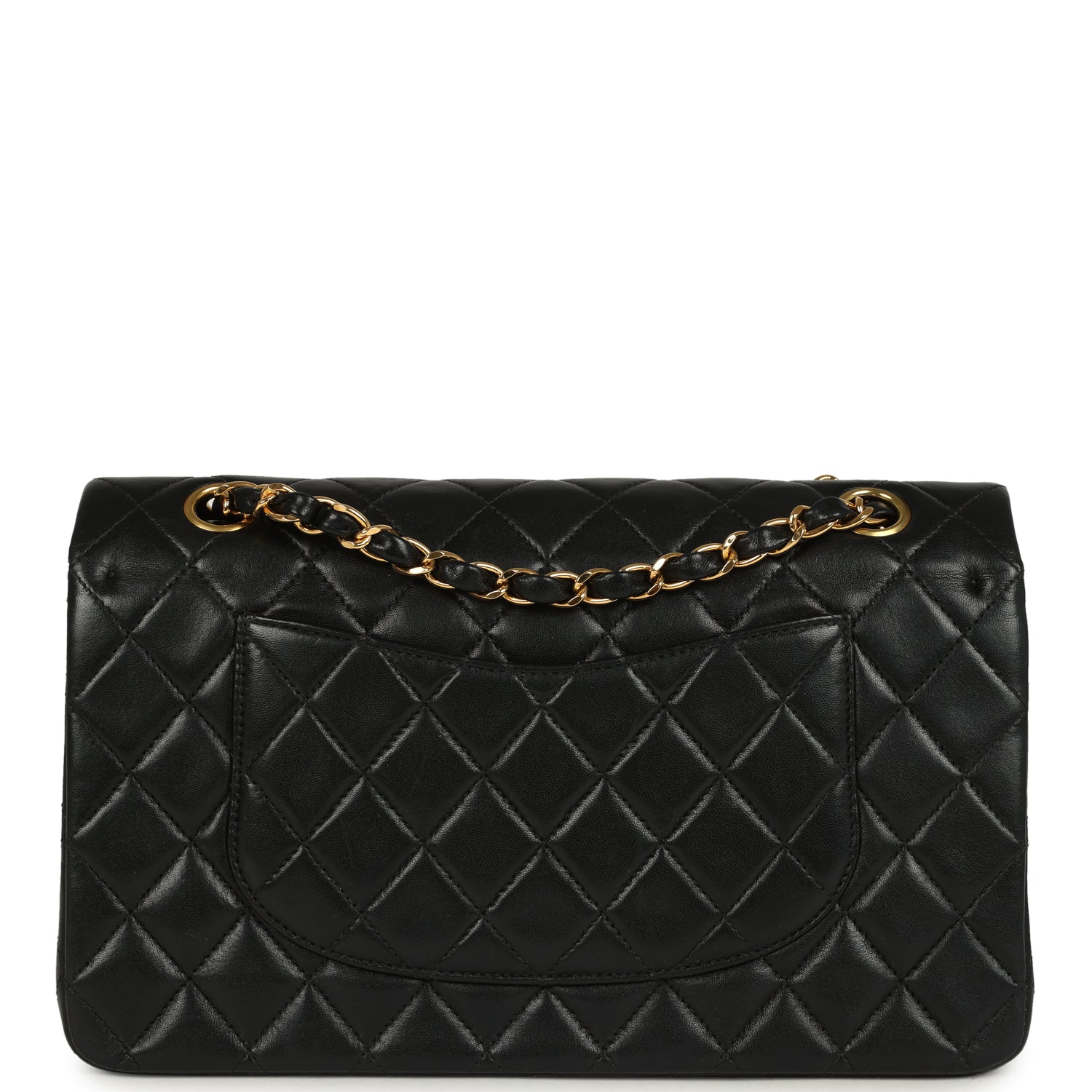 Vintage Chanel Medium Classic Double Flap Bag Black Lambskin Gold Hardware