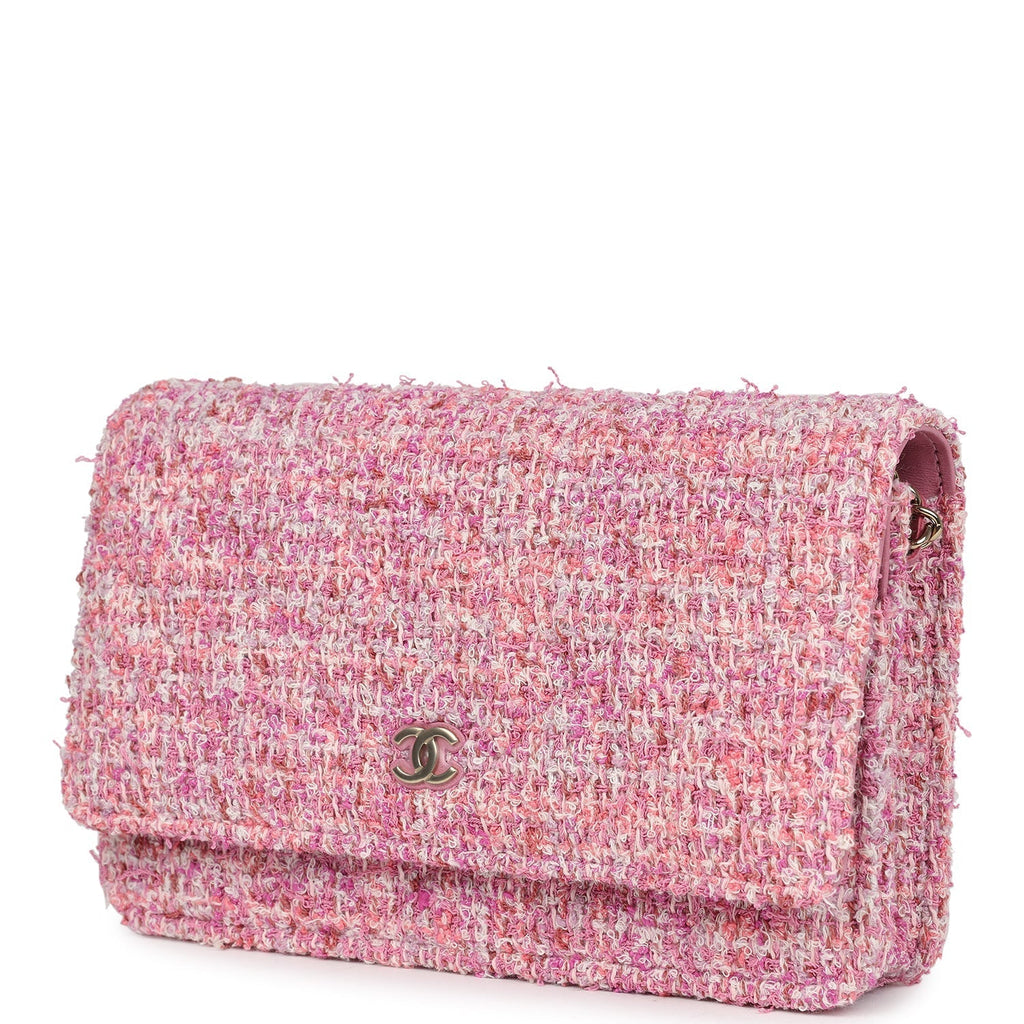 Chanel Classic Wallet On Chain WOC Pink Multicolored Tweed Gold Hardware