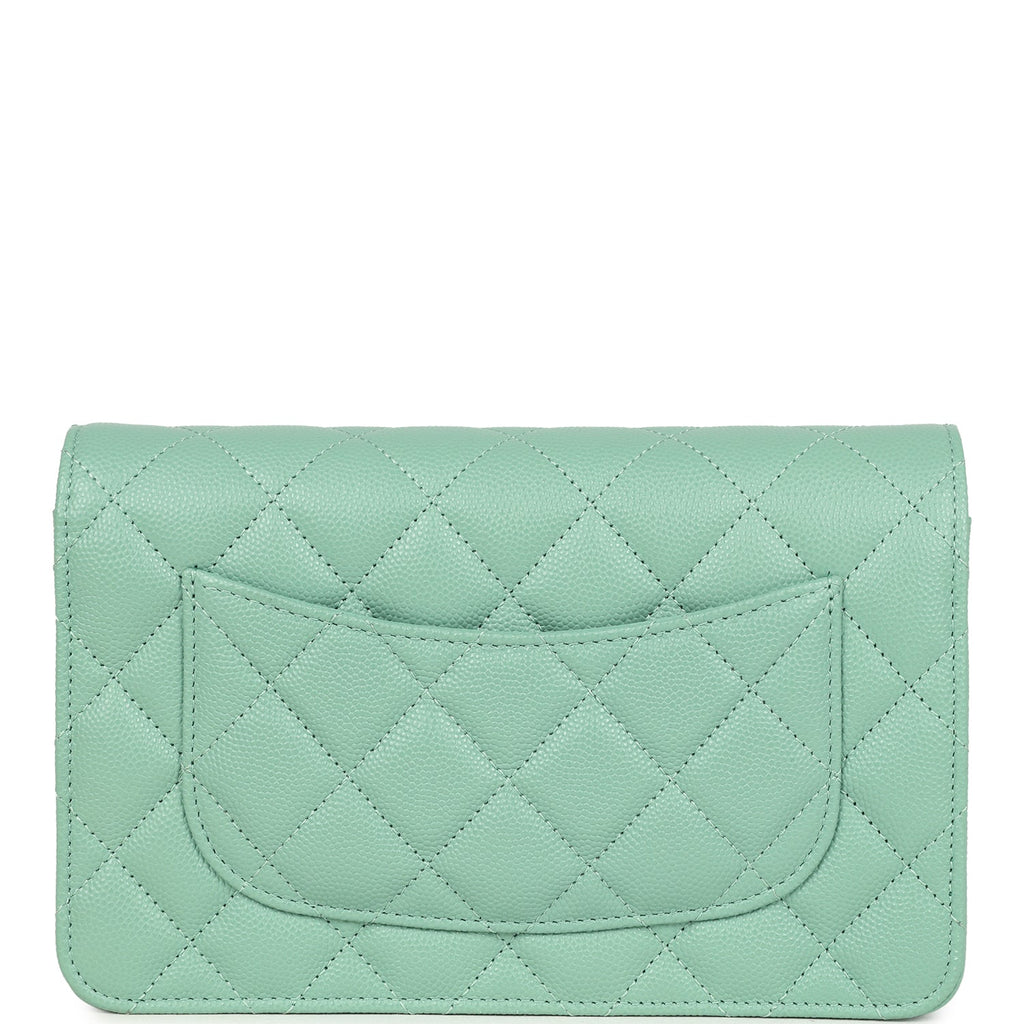 Chanel Wallet On Chain WOC Light Green Caviar Light Gold Hardware