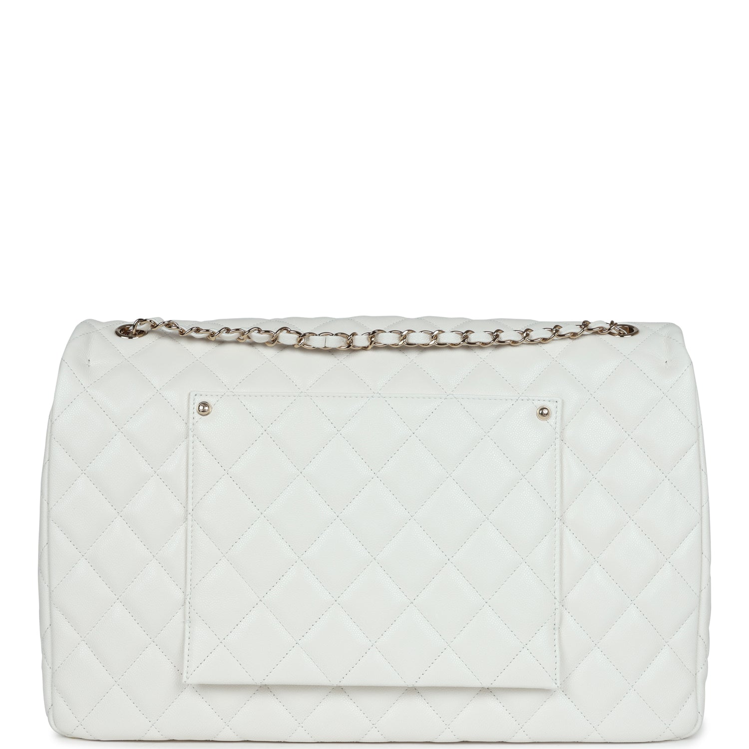 Chanel XXL Flap Bag White Shiny Caviar Light Gold Hardware