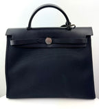 Hermes Military Toile Vache Hunter Herbag Zip PM 31 Black