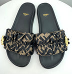 Fendi Feel Brown Satin Slides