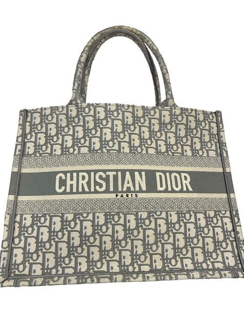 DIOR - Grey Ecru Oblique Canvas Medium Book Tote