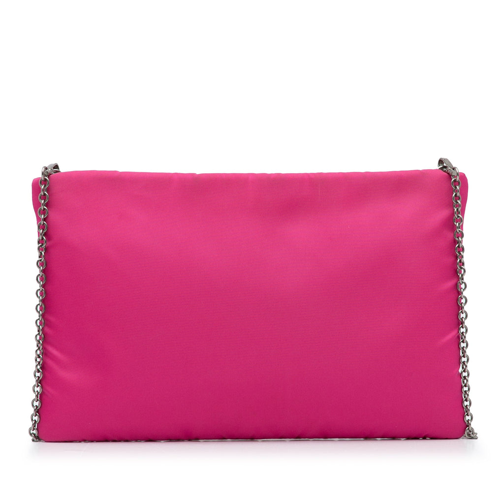 PRADA - Pink Tessuto Fluo Clutch on Chain