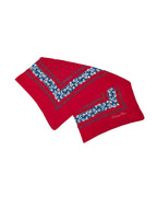 Christian Dior - Red & Blue Floral Print Scarf