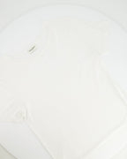 Saint Laurent White Cropped Short-Sleeve T-Shirt with Logo Detail Size S (UK 8)