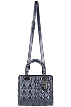 CHRISTIAN DIOR Lady Dior Medium Metallic Navy