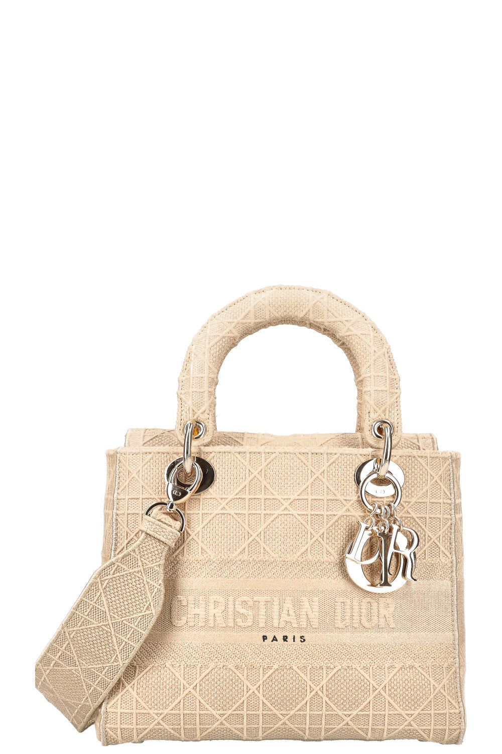 CHRISTIAN DIOR Medium Lady D-Lite Bag Cannage Beige