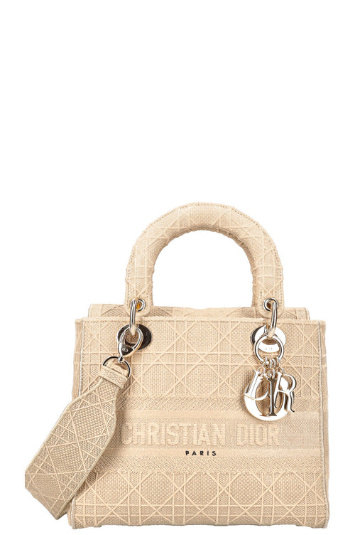 CHRISTIAN DIOR Medium Lady D-Lite Bag Cannage Beige