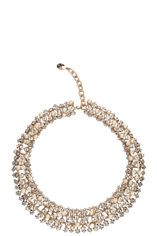 CHRISTIAN DIOR Crystal Necklace Champagne Gold