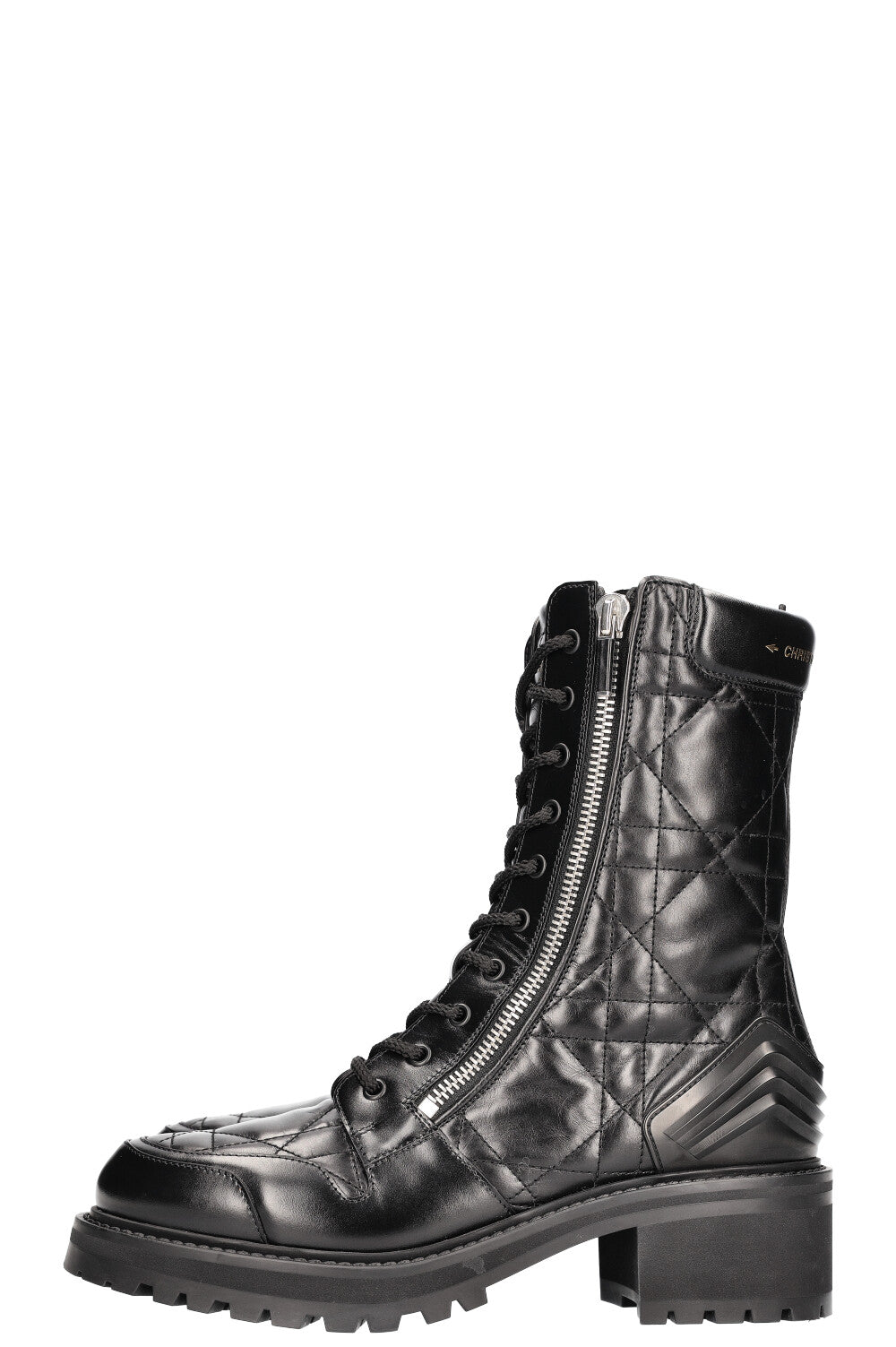CHRISTIAN DIOR D-Ankle Leather Boots Cannage Black
