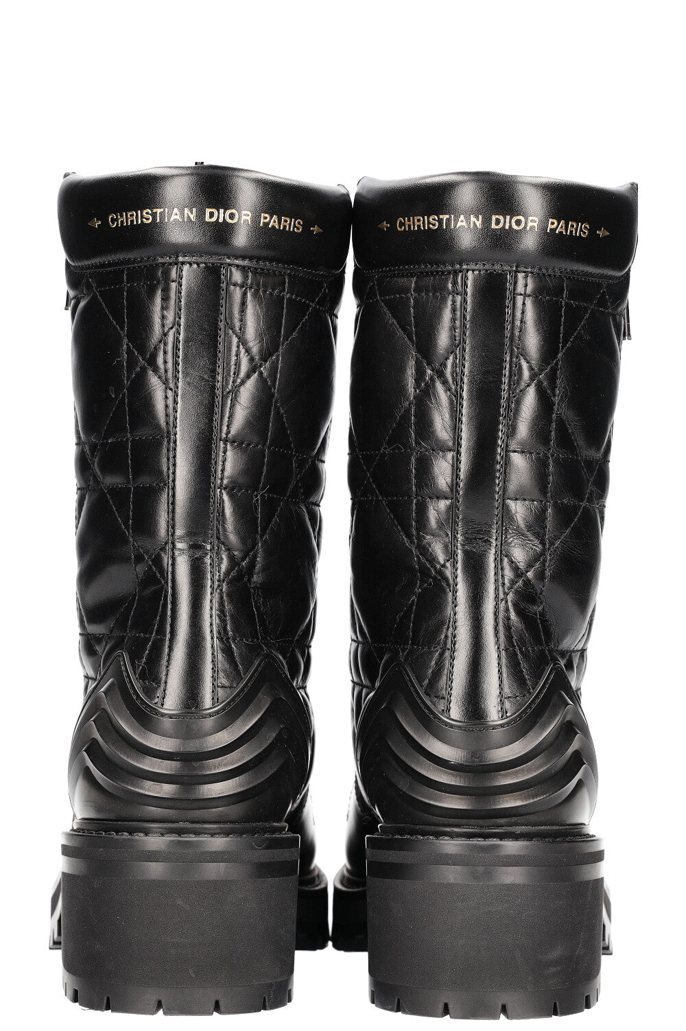 CHRISTIAN DIOR D-Ankle Leather Boots Cannage Black