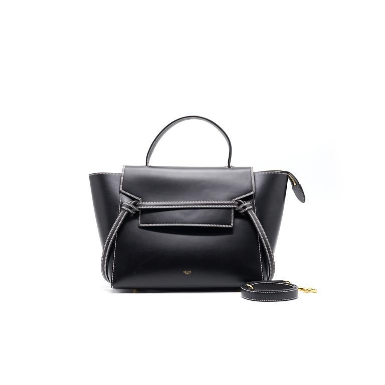 Celine Medium Leather Flap Top Handle Bag
