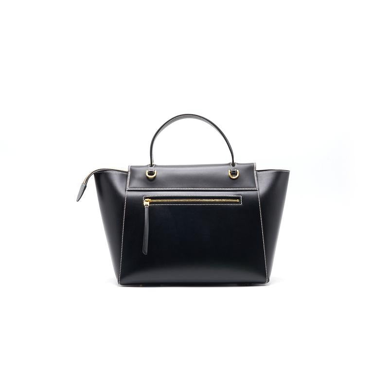 Celine Medium Leather Flap Top Handle Bag