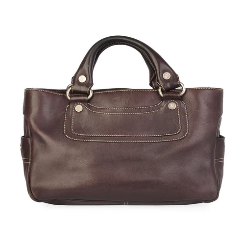 CELINE Leather Boogie Satchel Brown