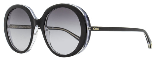 Chloe Esther Oval Sunglasses CH0007S 005 Black/Clear 54mm