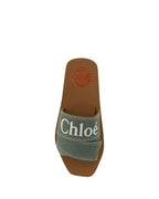 Chloe  Woody Canvas Slide Sandal Green