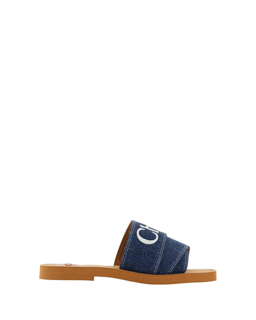 Chloe  Woody Denim Slides - Blue