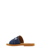 Chloe  Woody Denim Slides - Blue