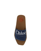 Chloe  Woody Denim Slides - Blue
