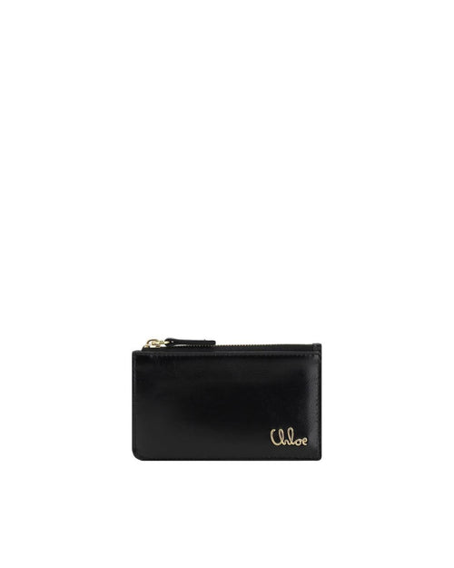 Chloe Alphabet Zip Card Holder Women Black Wallets & Pouches
