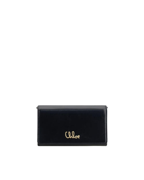 Chloe Alphabet Chain Wallet Women Brown Clutch Bags