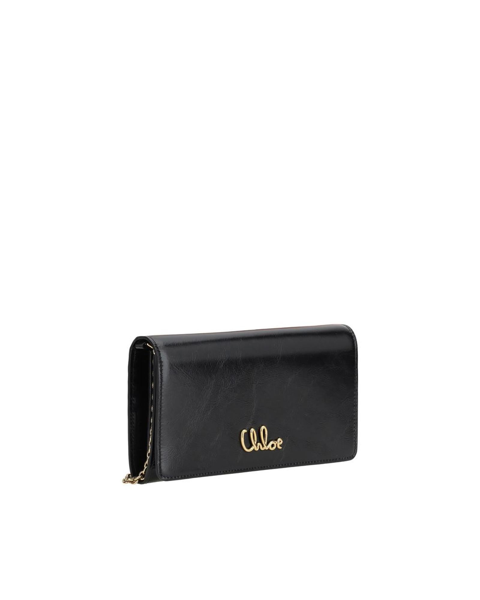 Chloe Alphabet Chain Wallet Women Brown Clutch Bags